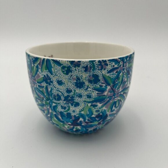 Lilly Pulitzer Blue Floral Ceramic Coffee Mug Set of Two - Picture 14 of 15